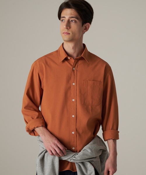 Eddie Bauer(エディーバウアー)の「パックイットテック シアサッカー 長袖シャツ(シャツ/ブラウス・メンズ・ダークオレンジ/ライトベージュ/ダークネイビー・M/XXL/XL/L)」の3枚目の写真