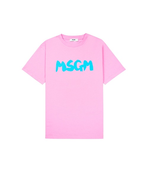 MSGM - T-SHIRT WITH BRUSHSTROKE LOGO | laid-back
