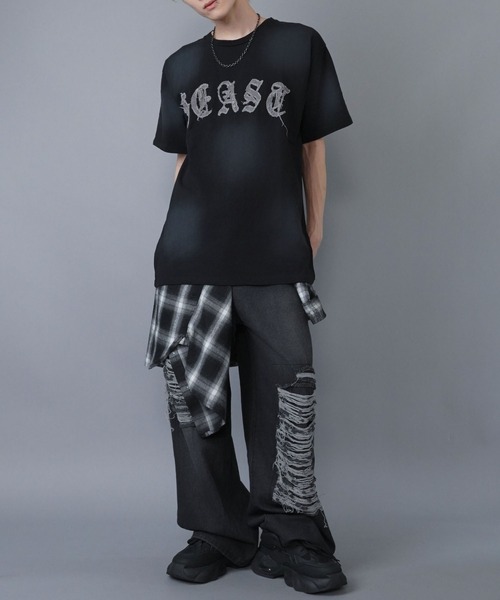 ヴィンテージライクグランジTシャツ/パッチワークロゴ（Tシャツ