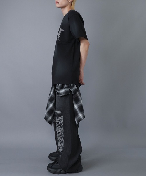 ヴィンテージライクグランジTシャツ/パッチワークロゴ（Tシャツ