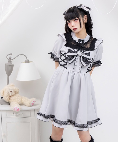 DearMyLove ディアマイラブ サイドレースアップフリルワンピース