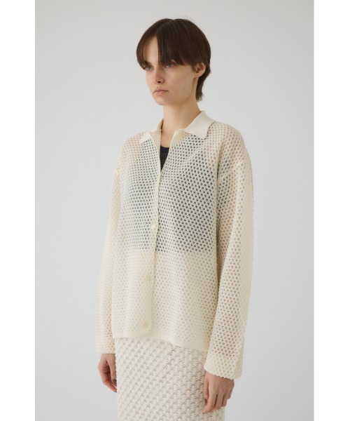 RIM.ARK Lace knit SH レースニットシャツ 襟付き トップス レディース