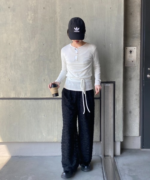 tシャツ リボンデザインレイヤードトップス(kiharu select) / ビスチェ 重ね着 Tシャツ カットソー 長袖 ラウンドネック ロングスリ I-SOOK tシャツ リボンデザインレイヤードトップス(kiharu