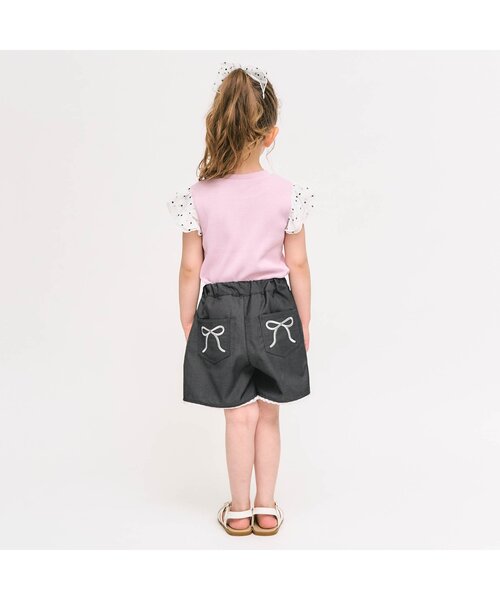 apres les cours（アプレレクール）の「【ジュニア対応】リボン刺繍タックハーフパンツ（その他パンツ・キッズ・ベージュ/チャコール・80/90/100/110/120/130/140）」の7枚目の写真