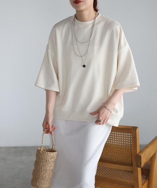 Fizz（フィズ）の「ドロップショルダー裏毛半袖Tee（Tシャツ/カットソー・レディース・ライトグレー/ブラック/アイボリー/ライトピンク・M）」の18枚目の写真