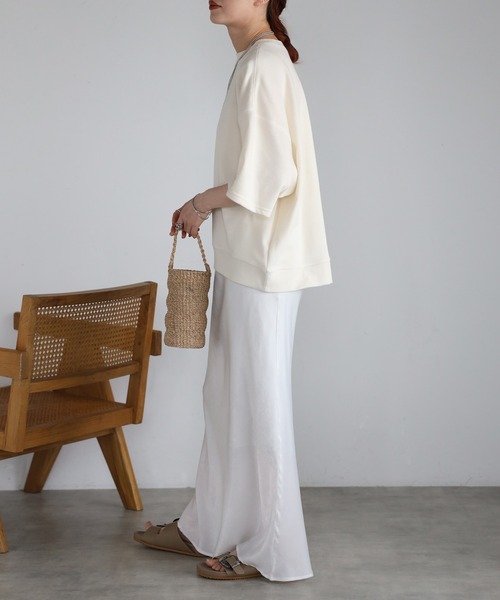 Fizz（フィズ）の「ドロップショルダー裏毛半袖Tee（Tシャツ/カットソー・レディース・ライトグレー/ブラック/アイボリー/ライトピンク・M）」の6枚目の写真