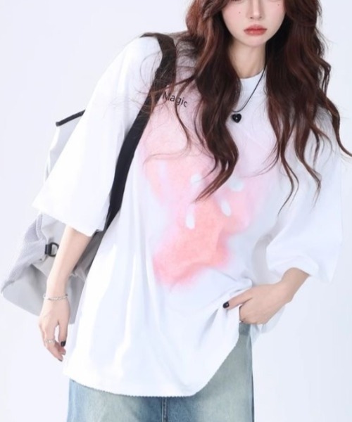 FreeZone(フリーゾーン)の「プリント半袖Tシャツ(Tシャツ/カットソー・メンズ・ブラック/ホワイト・F)」の1枚目の写真