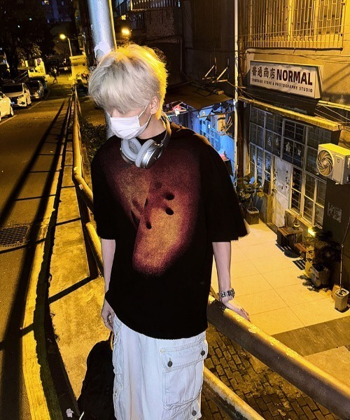 FreeZone(フリーゾーン)の「プリント半袖Tシャツ(Tシャツ/カットソー・メンズ・ブラック/ホワイト・F)」の5枚目の写真