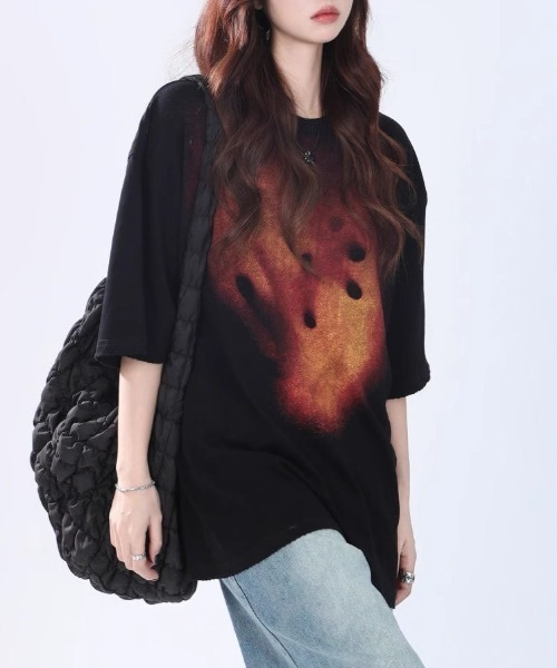 FreeZone(フリーゾーン)の「プリント半袖Tシャツ(Tシャツ/カットソー・メンズ・ブラック/ホワイト・F)」の8枚目の写真