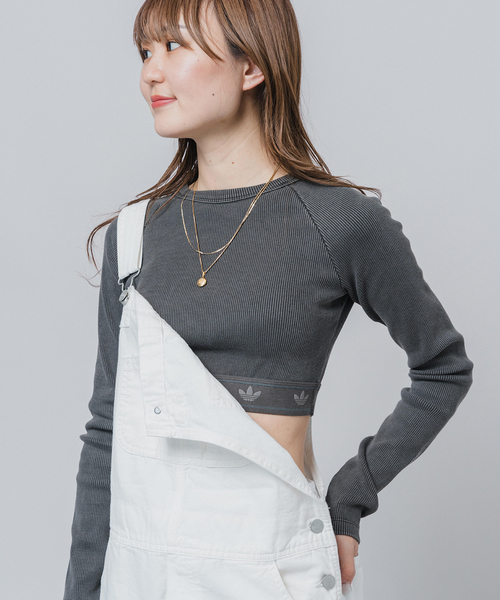 adidas(アディダス)の「adidas/アディダスRIB LS TOP(Tシャツ/カットソー・レディース・アイボリー/ブラック・MEDIUM)」の6枚目の写真