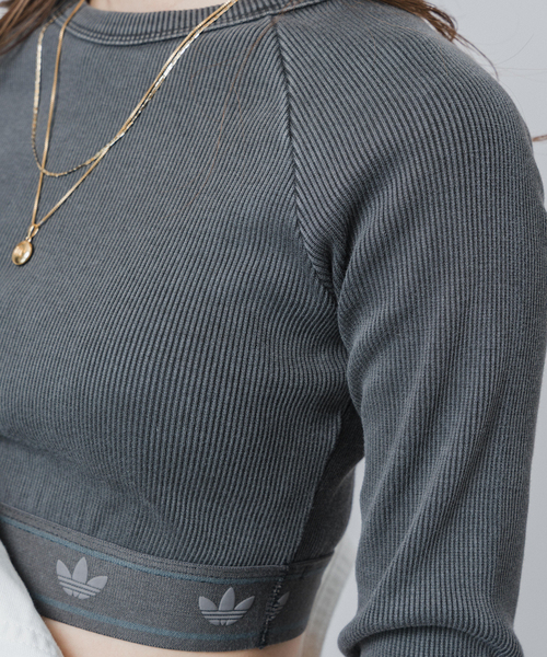 adidas(アディダス)の「adidas/アディダスRIB LS TOP(Tシャツ/カットソー・レディース・アイボリー/ブラック・MEDIUM)」の11枚目の写真