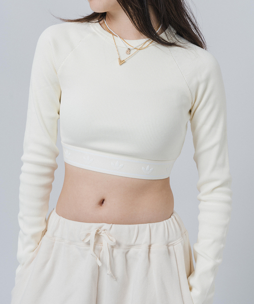 adidas(アディダス)の「adidas/アディダスRIB LS TOP(Tシャツ/カットソー・レディース・アイボリー/ブラック・MEDIUM)」の13枚目の写真