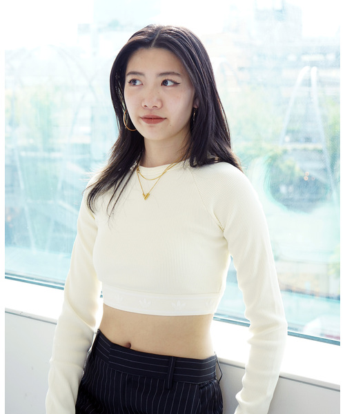 adidas(アディダス)の「adidas/アディダスRIB LS TOP(Tシャツ/カットソー・レディース・アイボリー/ブラック・MEDIUM)」の16枚目の写真