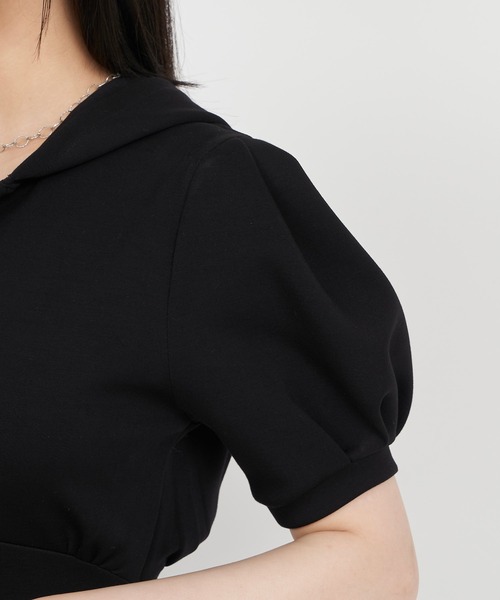 ROYAL PARTY（ロイヤルパーティー）の「【ZOZO限定】ZIPフード半袖タイトワンピース（ワンピース・レディース・ブラック/グレー/ベージュ・FREE）」の9枚目の写真