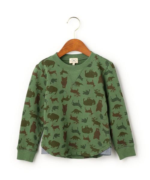 green label relaxing（グリーンレーベルリラクシング）の「【KIDS】ウラケ アニマルカモフラ プルオーバー ロングスリーブ（Tシャツ/カットソー・キッズ・オリーブ/グレー・S/105/135/95/L/125/M/115）」の2枚目の写真