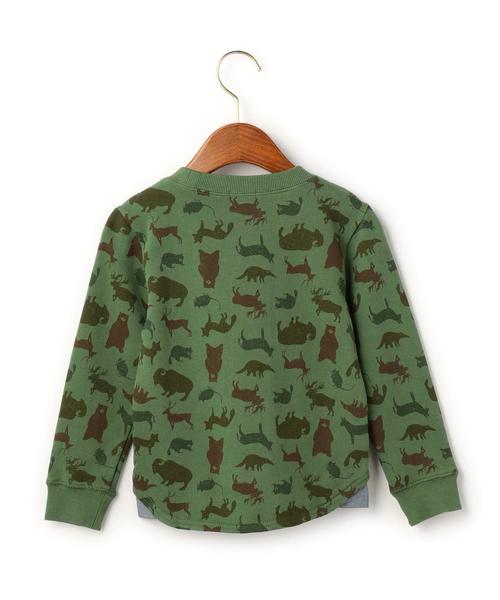 green label relaxing（グリーンレーベルリラクシング）の「【KIDS】ウラケ アニマルカモフラ プルオーバー ロングスリーブ（Tシャツ/カットソー・キッズ・オリーブ/グレー・S/105/135/95/L/125/M/115）」の3枚目の写真