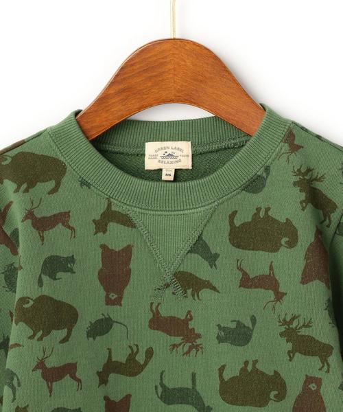 green label relaxing（グリーンレーベルリラクシング）の「【KIDS】ウラケ アニマルカモフラ プルオーバー ロングスリーブ（Tシャツ/カットソー・キッズ・オリーブ/グレー・S/105/135/95/L/125/M/115）」の4枚目の写真
