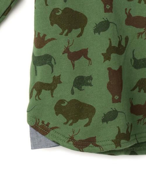 green label relaxing（グリーンレーベルリラクシング）の「【KIDS】ウラケ アニマルカモフラ プルオーバー ロングスリーブ（Tシャツ/カットソー・キッズ・オリーブ/グレー・S/105/135/95/L/125/M/115）」の6枚目の写真
