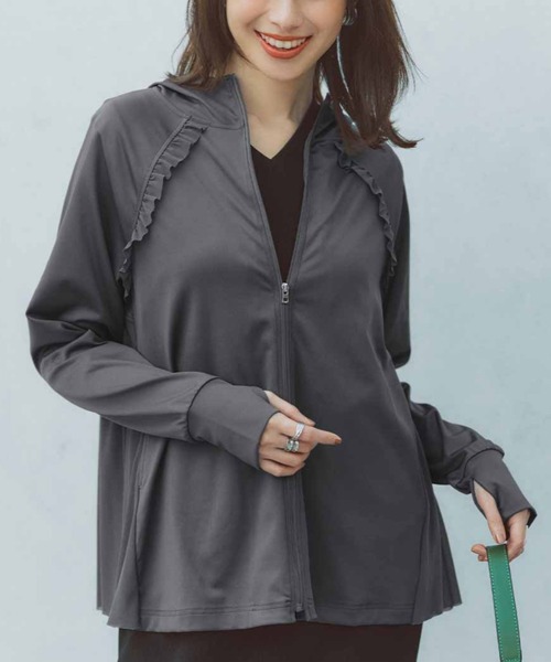 IEDIT(イディット)の「IEDIT フェミニンデザインの華やかUVカットパーカー(パーカー・レディース・グレー/オレンジ系その他・M/L/LL/3L/4L/S)」の2枚目の写真