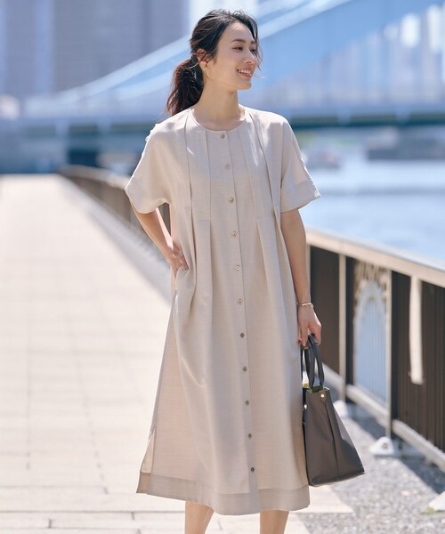 J.PRESS(ジェイプレス)の「【洗える・接触冷感】ライトタンブラー ワンピース(ワンピース・レディース・ベージュ系/ブラック系・9/11)」の1枚目の写真