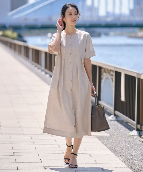 J.PRESS(ジェイプレス)の「【洗える・接触冷感】ライトタンブラー ワンピース(ワンピース・レディース・ベージュ系/ブラック系・9/11)」の3枚目の写真