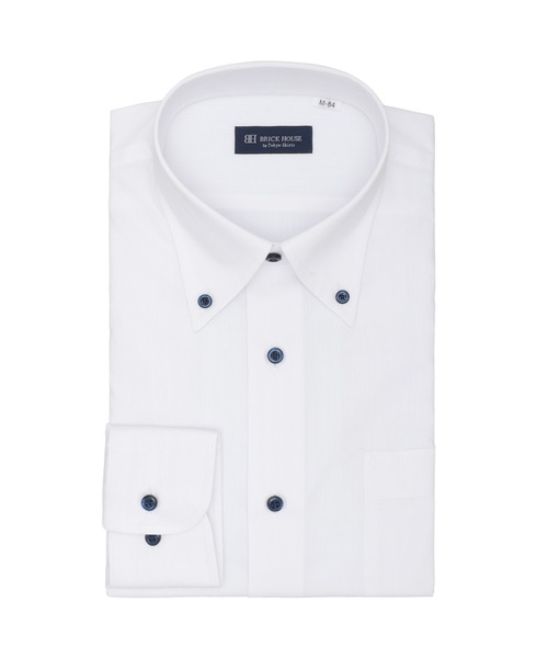 TOKYO SHIRTS(トウキョウシャツ)の「【透け防止】 形態安定ノンアイロン ボタンダウン 長袖ビジネスワイシャツ(ビジネスシャツ・メンズ・ホワイト・首回り39cm-裄丈80cm/首回り39cm-裄丈84cm/首回り41cm-裄丈82cm/首回り41cm-裄丈86cm/首回り37cm-裄丈80cm/首回り42cm-裄丈82cm/首回り42cm-裄丈86cm/首回り43cm-裄丈82cm/首回り43cm-裄丈86cm)」の1枚目の写真
