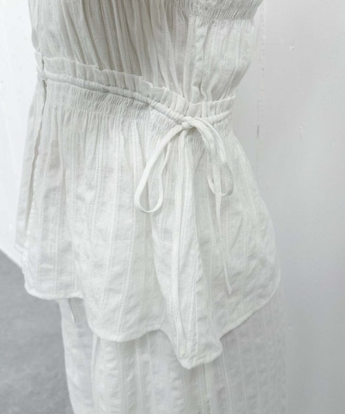 archives（アルシーヴ）の「【ＳＥＴ　ＵＰ対応】ギャザーストライプノースリブラウス（シャツ/ブラウス・レディース・ブルー/オフホワイト/ブラック/イエロー・MEDIUM）」の18枚目の写真