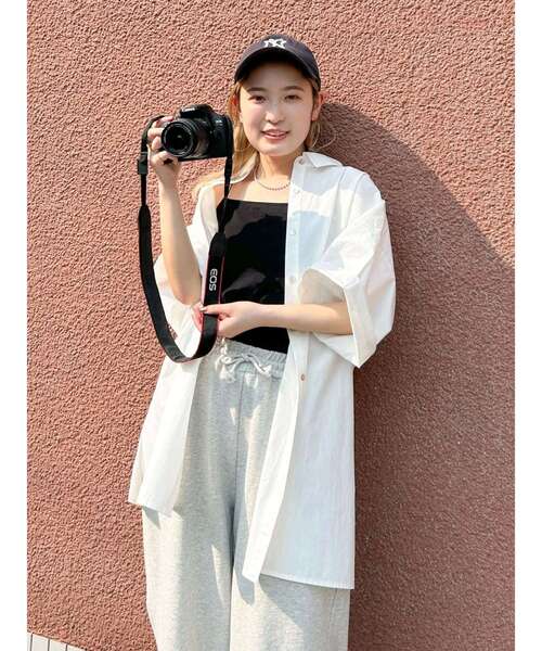 Ungrid（アングリッド）の「ビッグシルエットハーフスリーブシャツ（シャツ/ブラウス・レディース・ピンク/グリーン系その他/オフホワイト・FREE）」の14枚目の写真