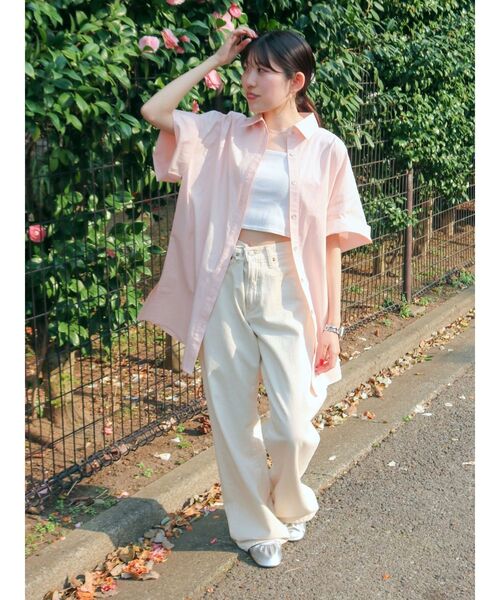 Ungrid（アングリッド）の「ビッグシルエットハーフスリーブシャツ（シャツ/ブラウス・レディース・ピンク/グリーン系その他/オフホワイト・FREE）」の8枚目の写真