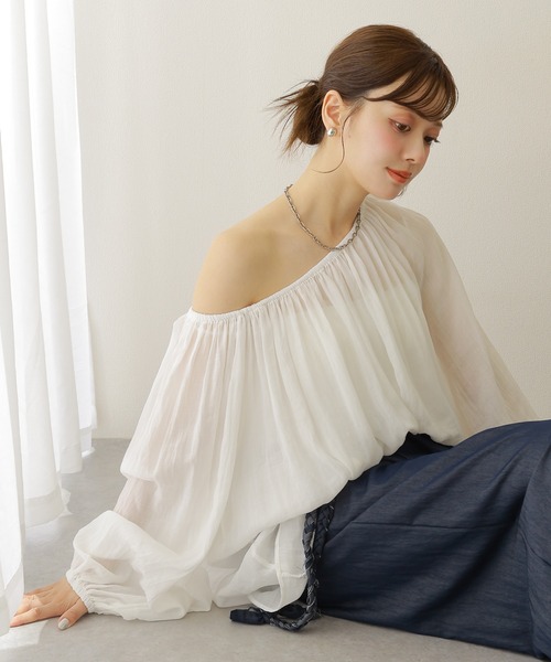 ブラウス シャツ Lace gather blouse レディース Lace Ladies ブラウス シャツ ロングカフスギャザーブラウス
