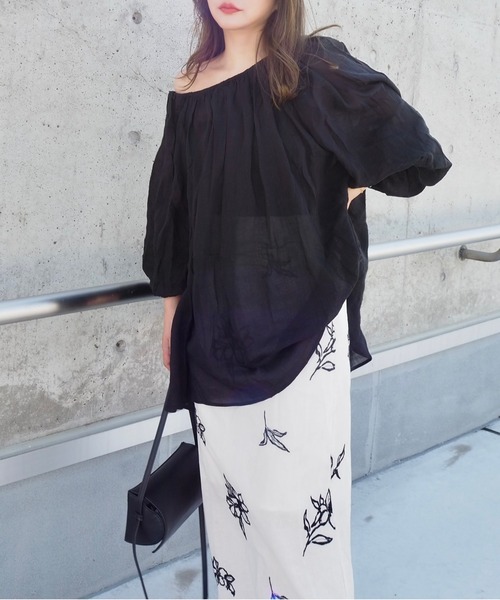 ブラウス シャツ multiway sheer gather blouse /マルチウェイシアーギャザーブラウス レディース multiway sheer gather blouse /マルチウェイシアーギャザー