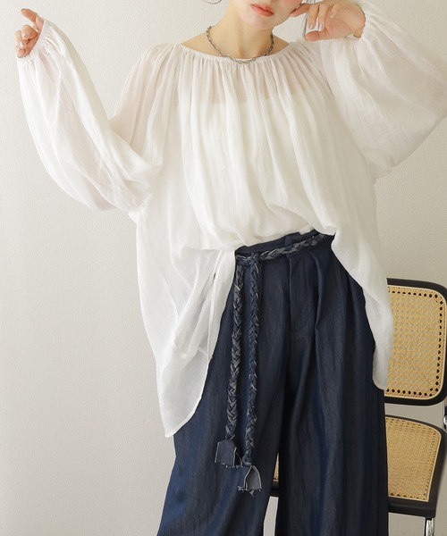 ブラウス シャツ multiway sheer gather blouse /マルチウェイシアーギャザーブラウス レディース multiway sheer gather blouse /マルチウェイシアーギャザー
