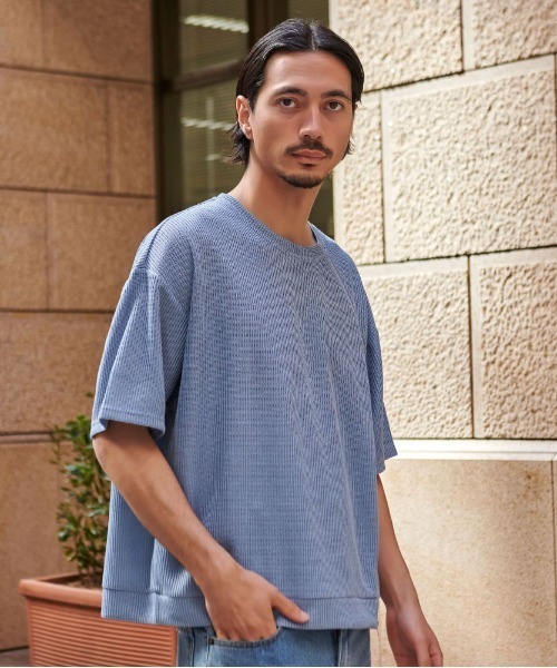 CavariA(キャバリア)の「『CavariA/キャバリア』身頃ZIP切り替え半袖TEE(Tシャツ/カットソー・メンズ・グレー/ブルー/ブラック・L/M)」の11枚目の写真