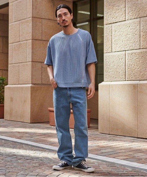 CavariA(キャバリア)の「『CavariA/キャバリア』身頃ZIP切り替え半袖TEE(Tシャツ/カットソー・メンズ・グレー/ブルー/ブラック・L/M)」の13枚目の写真