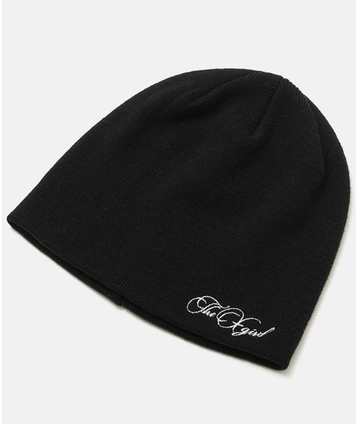 X-girl(エックスガール)の「PENCIL SCRIPT LOGO EMBROIDERED BEANIE(ニットキャップ/ビーニー・レディース・ブラック/カモフラージュ/ベージュ・ONE SIZE)」の5枚目の写真