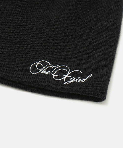 X-girl(エックスガール)の「PENCIL SCRIPT LOGO EMBROIDERED BEANIE(ニットキャップ/ビーニー・レディース・ブラック/カモフラージュ/ベージュ・ONE SIZE)」の7枚目の写真