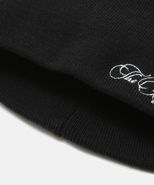 X-girl(エックスガール)の「PENCIL SCRIPT LOGO EMBROIDERED BEANIE(ニットキャップ/ビーニー・レディース・ブラック/カモフラージュ/ベージュ・ONE SIZE)」の8枚目の写真