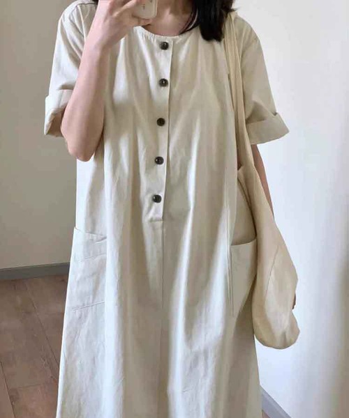 MAISON DE THERESE(メゾン ド テレーズ)の「着心地良い ルーズフィット 半袖ワンピース(ワンピース・レディース・イエロー・M/L)」の4枚目の写真