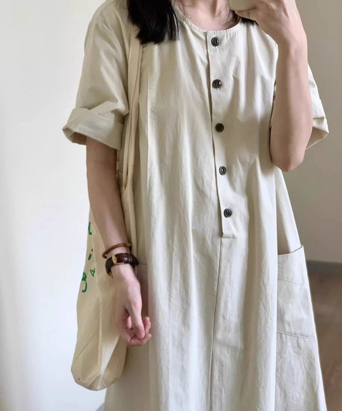 MAISON DE THERESE(メゾン ド テレーズ)の「着心地良い ルーズフィット 半袖ワンピース(ワンピース・レディース・イエロー・M/L)」の5枚目の写真