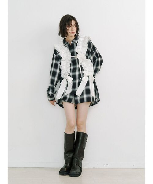 jouetie（ジュエティ）の「ウエストベルトチェックシャツ（シャツ/ブラウス・レディース・レッド/ブラウン/ブラック・MEDIUM）」の10枚目の写真