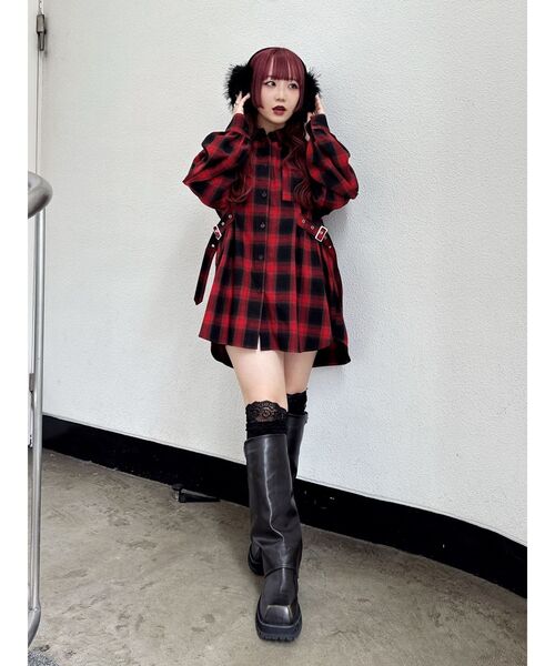 jouetie（ジュエティ）の「ウエストベルトチェックシャツ（シャツ/ブラウス・レディース・レッド/ブラウン/ブラック・MEDIUM）」の15枚目の写真