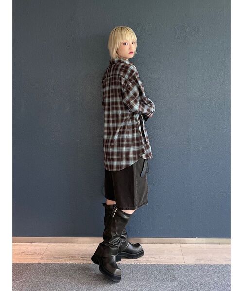 jouetie（ジュエティ）の「ウエストベルトチェックシャツ（シャツ/ブラウス・レディース・レッド/ブラウン/ブラック・MEDIUM）」の17枚目の写真