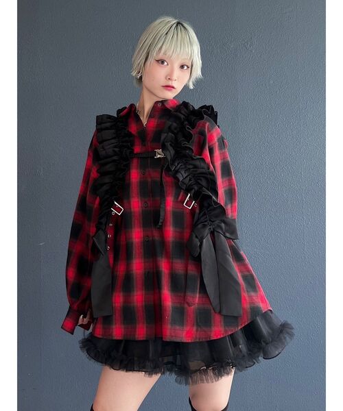 jouetie（ジュエティ）の「ウエストベルトチェックシャツ（シャツ/ブラウス・レディース・レッド/ブラウン/ブラック・MEDIUM）」の18枚目の写真