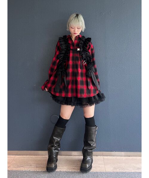 jouetie（ジュエティ）の「ウエストベルトチェックシャツ（シャツ/ブラウス・レディース・レッド/ブラウン/ブラック・MEDIUM）」の19枚目の写真