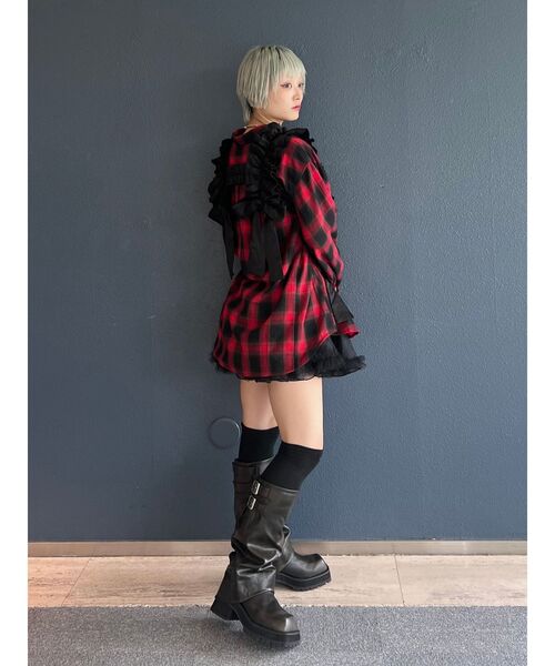 jouetie（ジュエティ）の「ウエストベルトチェックシャツ（シャツ/ブラウス・レディース・レッド/ブラウン/ブラック・MEDIUM）」の20枚目の写真