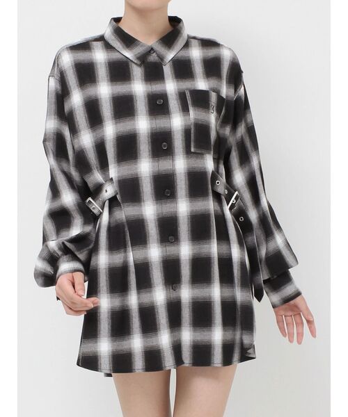 jouetie（ジュエティ）の「ウエストベルトチェックシャツ（シャツ/ブラウス・レディース・レッド/ブラウン/ブラック・MEDIUM）」の9枚目の写真