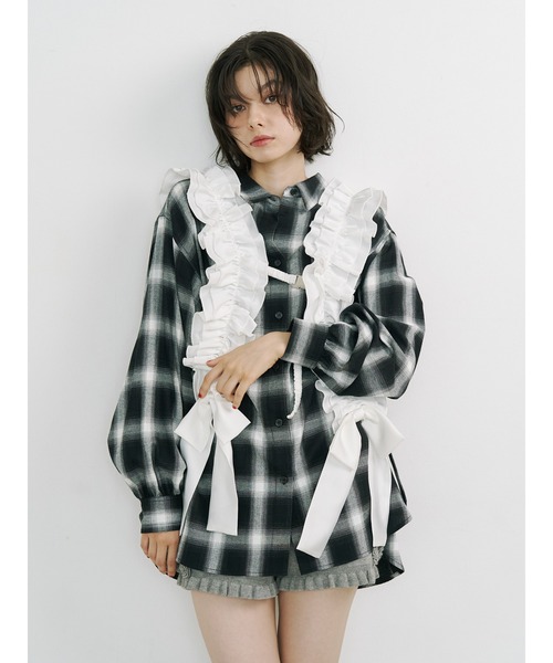 jouetie（ジュエティ）の「ウエストベルトチェックシャツ（シャツ/ブラウス・レディース・レッド/ブラウン/ブラック・MEDIUM）」の5枚目の写真