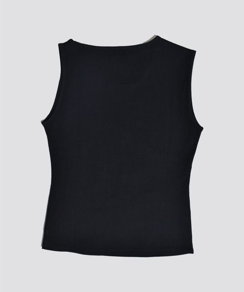 kiehtova（キエトヴァ）の「【kiehtova】BREEZE COTTON BLOCKING TANK TOPS/ブリーズ コットン ブロッキング タンク（タンクトップ・レディース・ブラック/ホワイト・FREE）」の4枚目の写真
