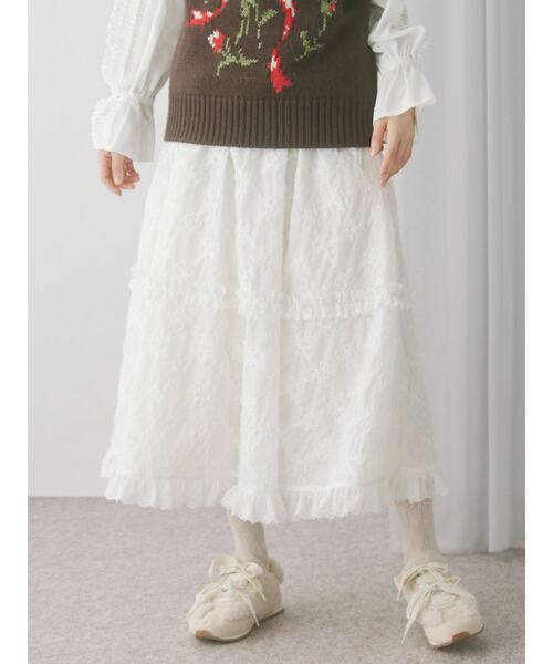 セール】デコレーションレースミディスカート（スカート）｜merry