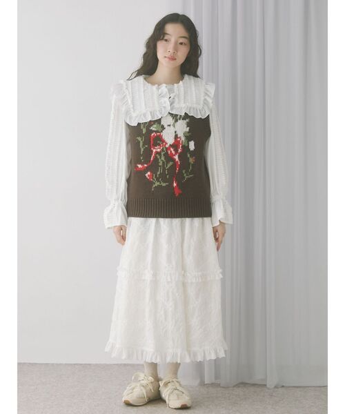 merry jenny（メリージェニー）の「デコレーションレースミディスカート（スカート・レディース・オフホワイト/ブラック・FREE）」の10枚目の写真